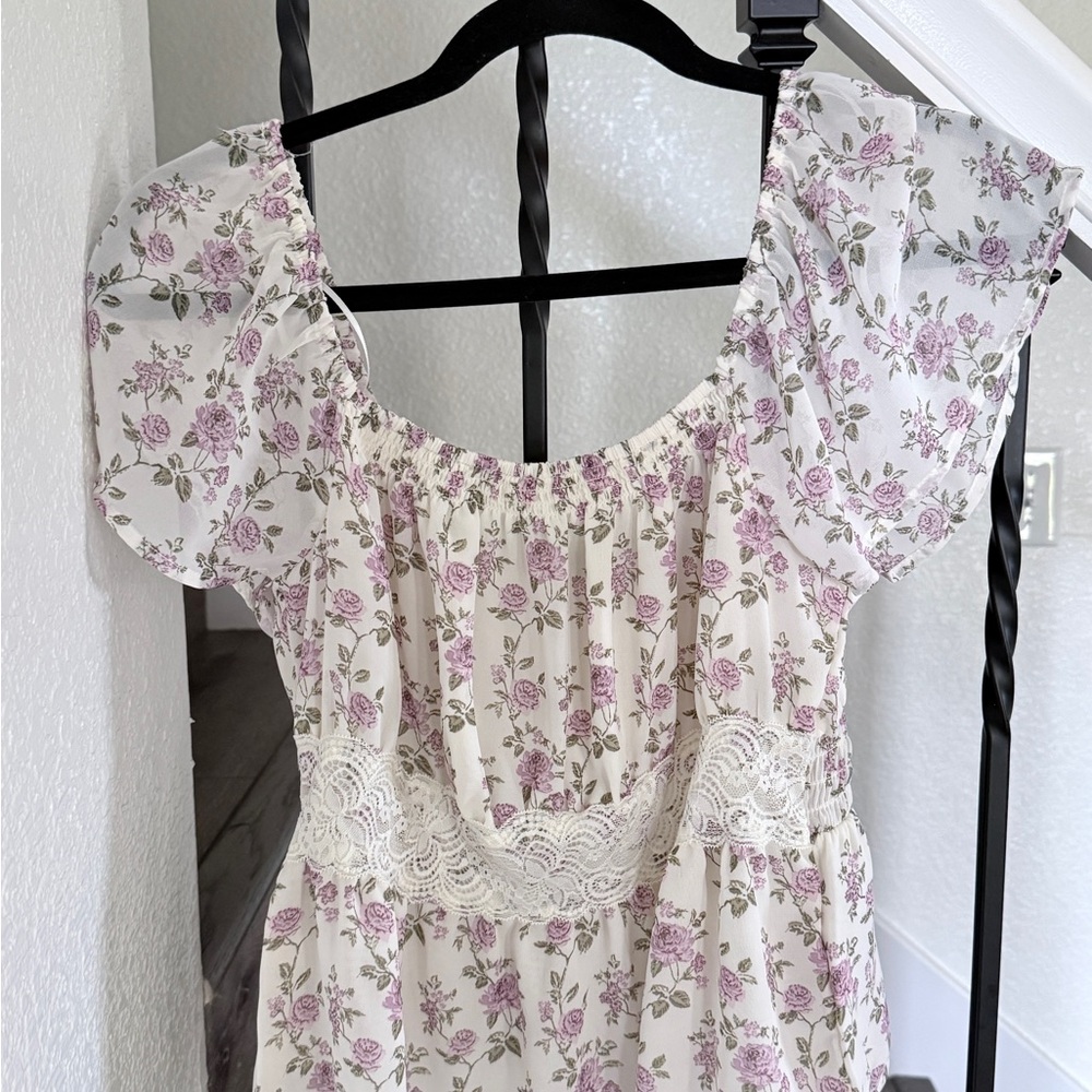 Celebrity Pink Floral Lace Dress